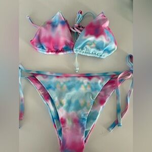 SHEIN Pastel Tie Dye Bikini Set Size L Never Worn